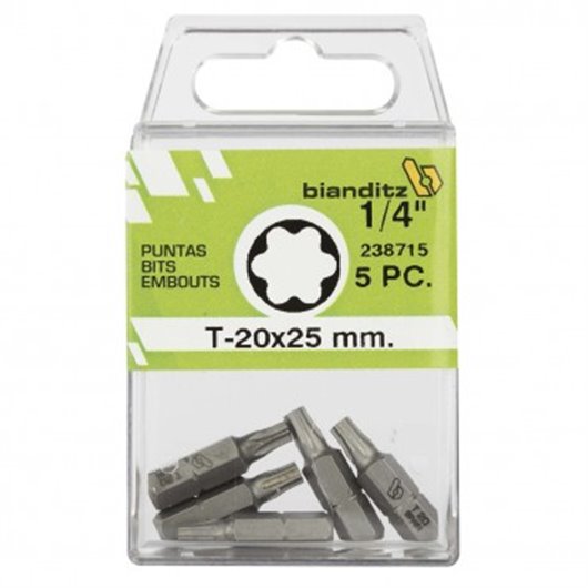 Punta Atornillar Torx 1/4 40X25Mm 5Uds