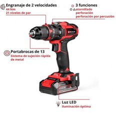 Taladro Percutor A Bateria Te-Cd 18/44 Li-I 1X2,5Ah