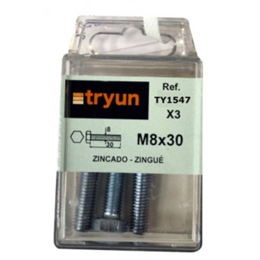 Tornillo Cabeza Hexagonal 3 Unidades M-8 X 30 Mm Fer