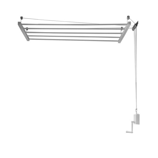 Tendedero Techo Manivela 120Cm Acero  Blanco Sube-Baja Efegete