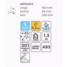 Mango Ducha 1,5Mt Flexo Soporte Antical Vanity Tatay
