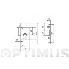 Cerradura Madera Embutir  20X35Mm 1512-2-35 Laton Canto Cuadrado Mcm