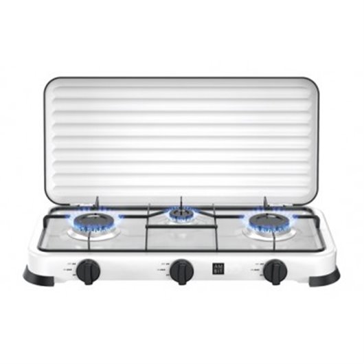 Cocina Camping Gas Con Tapa 3 Fuegos