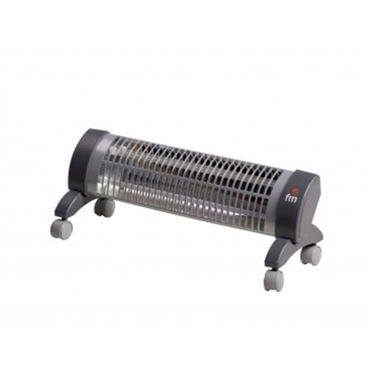 Estufa Cuarzo 2 Barras Con Ruedas 1200 W Negra Fm