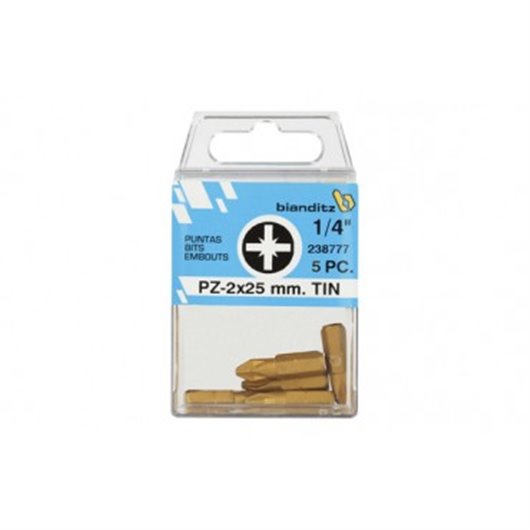 Punta Atornillar Pozi 1/4 Tin 2X25Mm 5Uds
