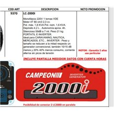 Generador Inv. 1 Toma 80Cm3 / 2,30Cv 4 Tiempos Lc-2000 I Cam