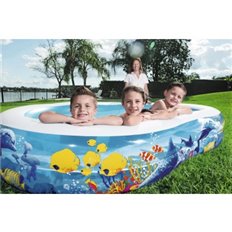 Piscina Hinchable Ovalada 262X157X46Cm Fam Fondo Mar 