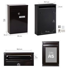 Buzon Exterior 320X220X80Mm Vertical Arregui Acero Negro Zaguan E5754