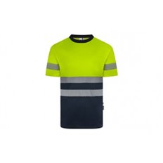 Camiseta Av Marino / Amarillo Fluor Cinta Segmentada Talla 3Xl Velilla