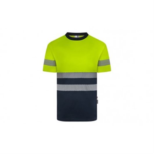 Camiseta Av Marino / Amarillo Fluor Cinta Segmentada Talla 3Xl Velilla