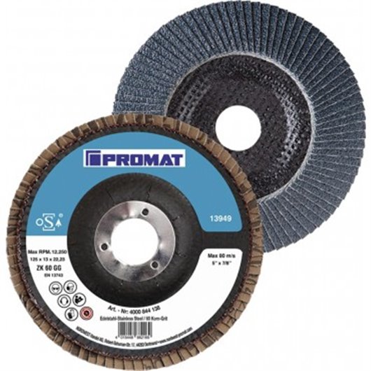 Disco Laminas Conico Corind/Zircon 125 Mm Gr 80 Inox Promat
