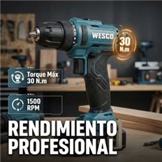 Taladro Atornillador 18V 30Nm Bateria 2.0Ah Cargador Tipo C Wesco
