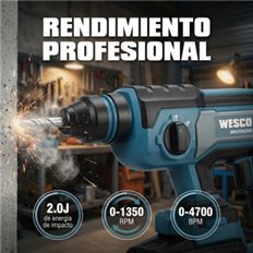 Martillo 18V 2J Bateria De 4.0 Ah Y Cargador Wesco