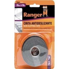 Cinta Antideslizante  25Mmx15Mt Adhesivo  Negro  Ranger