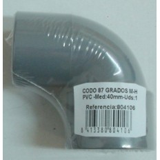 Codo Evacuacion M-H 87º 40Mm Pvc S M
