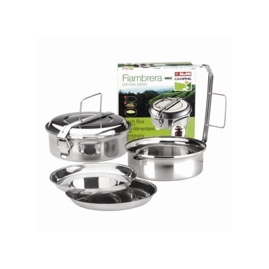 Fiambrera Alimentos 2 Platos 16 Cm Inox Ibili