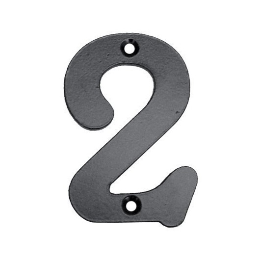 Numero Señal Atornillar  100Mm "2" Forjado Negro 