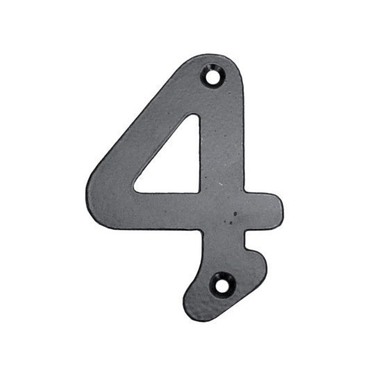 Numero Señal Atornillar  100Mm "4" Forjado Negro 