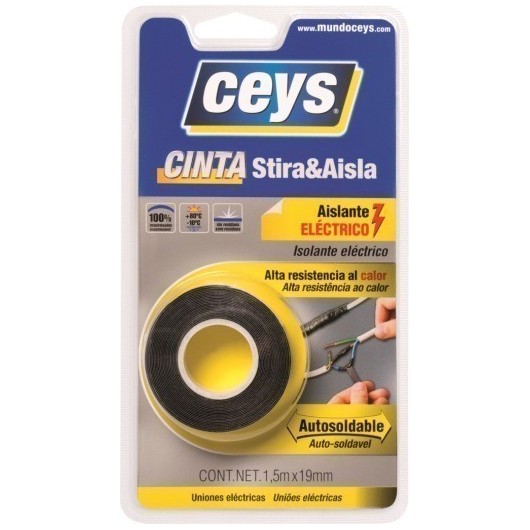 Cinta Aislante 3Mt X 19Mm Autovulcanizable Ceys Negro Stira Aisla 507701