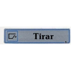 Placa Señal Adhesiva 175X040Mm Tirar Aluminio Plata