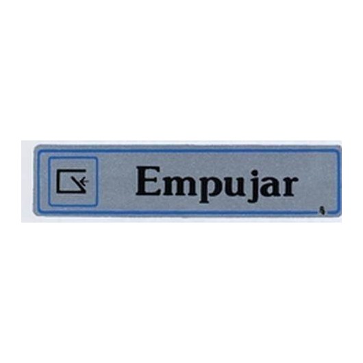 Placa Señal Adhesiva 175X040Mm Empujar Aluminio Plata