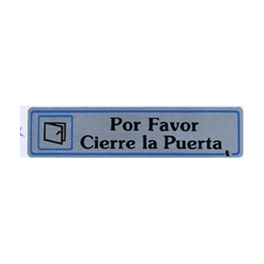 Placa Señal Adhesiva 175X040Mm Por Favor Cierre Puerta Aluminio Plata