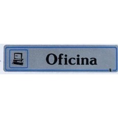 Placa Señal Adhesiva 175X040Mm Oficina Aluminio Plata