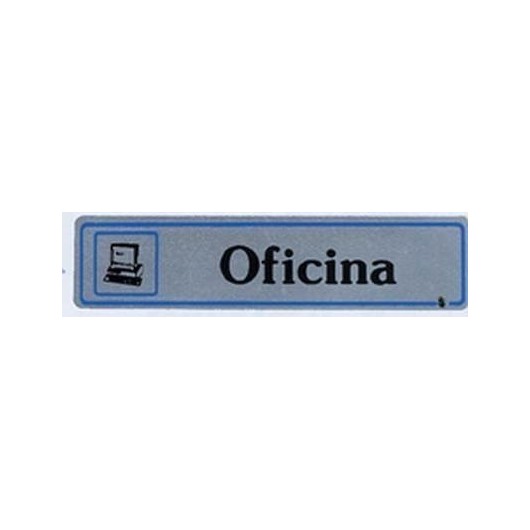 Placa Señal Adhesiva 175X040Mm Oficina Aluminio Plata