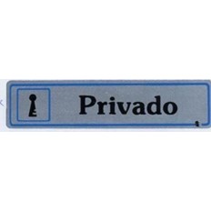 Placa Señal Adhesiva 175X040Mm Privado Aluminio Plata