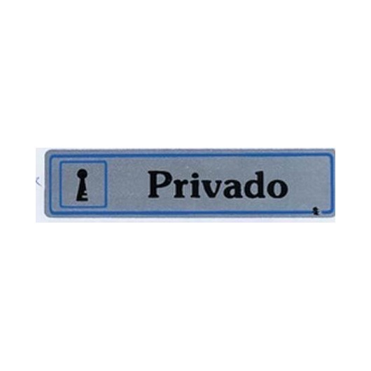 Placa Señal Adhesiva 175X040Mm Privado Aluminio Plata