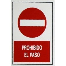 Placa Señal Adhesiva 300X200X1Mm Prohibido Paso Poliestileno