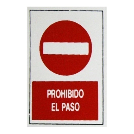 Placa Señal Adhesiva 300X200X1Mm Prohibido Paso Poliestileno