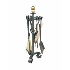 Juego Chimenea  H.70Cm Hierro Forjado/Laton Negro Mate 6 Pz